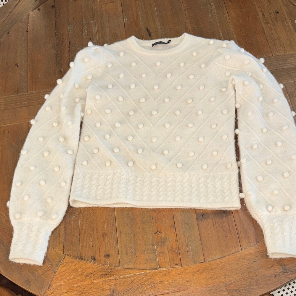 Vineyard Vines Cream Sweater with Pom-Pom Accents